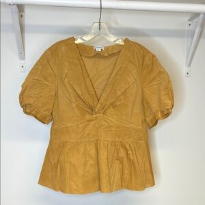 Sundance Tan Babydoll Corduroy‎ Blouse- M